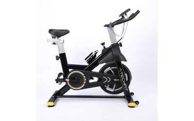 	 Bicicleta spinning TECHFIT SBK800B, Negru lucios, Sistem inertie volanta 8 Kg, Greutate utilizator 120 Kg, Suport telefon/tableta, Suport si bidon apa incluse